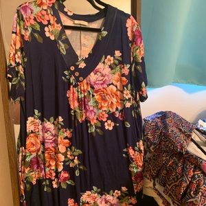 Navy floral shift boutique dress